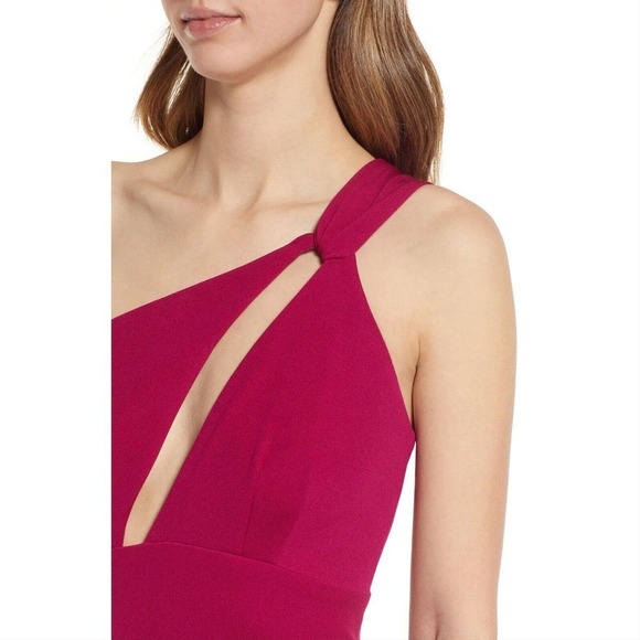 Katie May Edgy Cutout One Shoulder Gown Magenta Size M NWT - Picture 3 of 12
